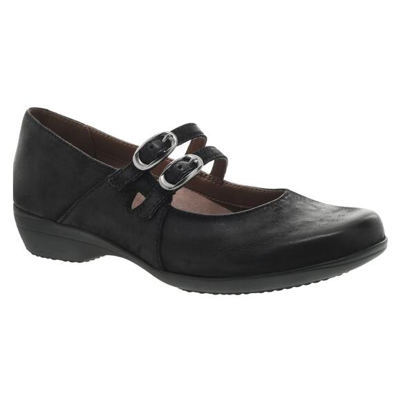 Dansko Josie Nappa Black Leather Mary Jane Wedge Comfort 10 - Picture 1 of 4